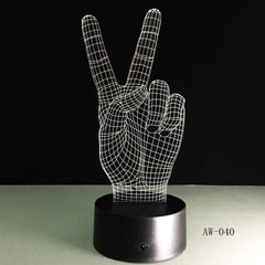 Novelty Gift Victory Yeah Finger 3D Lamp Night Light for Children LED Illusion Atmosphere Sleep Light for Champion Friend AW-040