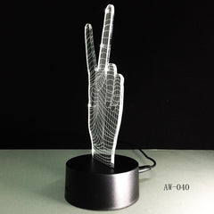 Novelty Gift Victory Yeah Finger 3D Lamp Night Light for Children LED Illusion Atmosphere Sleep Light for Champion Friend AW-040