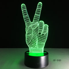 Novelty Gift Victory Yeah Finger 3D Lamp Night Light for Children LED Illusion Atmosphere Sleep Light for Champion Friend AW-040