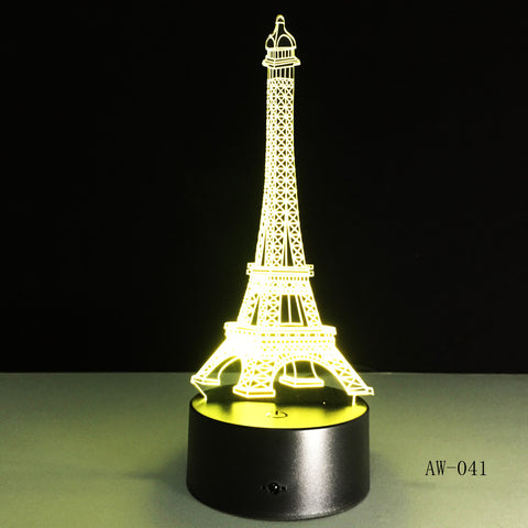 3D Night Light 7 Color Eiffel Tower Desk Lamp Remote Touch USB LED Night Light Home Decor Christmas Gift For Children AW-041