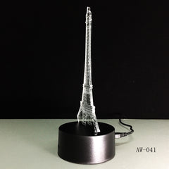3D Night Light 7 Color Eiffel Tower Desk Lamp Remote Touch USB LED Night Light Home Decor Christmas Gift For Children AW-041