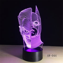 Novelty 3D Night Light Cartoon Figure 3D Lamp Cool Superhero Two-Faced Joker Batman 7 Colors Change Table Bedroom Lamp AW-044