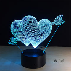 Love Romantic 3D Arrow Through the Heart LED Night Light Desk Lamp Wedding Bedroom Decor Lovers Couple Sweetheart Gift AW-045