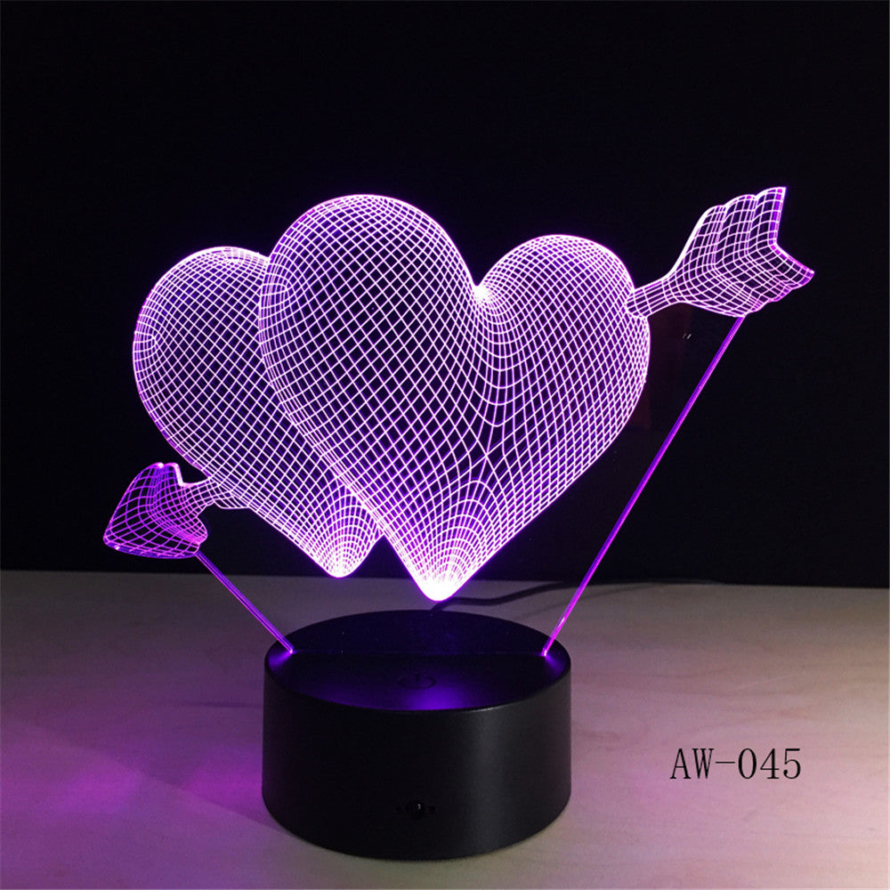 Love Romantic 3D Arrow Through the Heart LED Night Light Desk Lamp Wedding Bedroom Decor Lovers Couple Sweetheart Gift AW-045