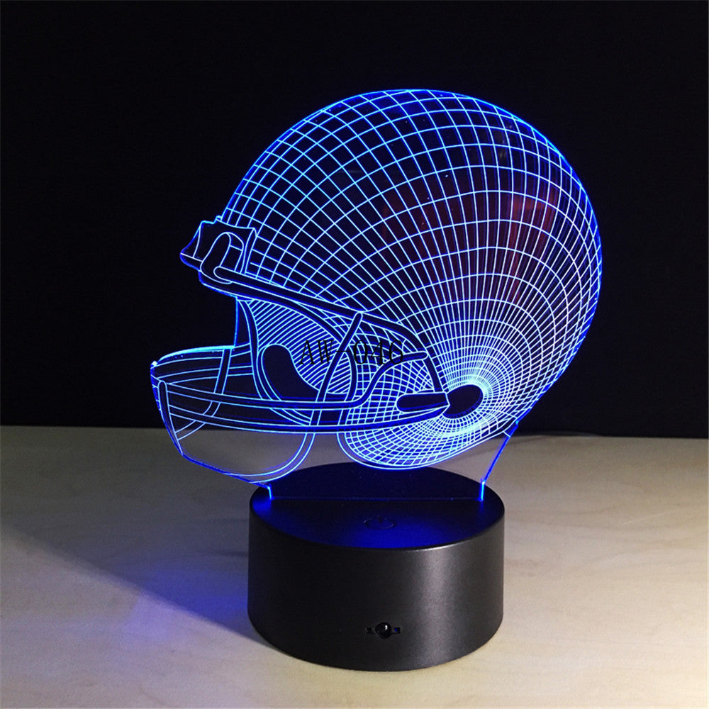 American Football Helmet Sports Caps Star 3D Lamp Team Logo Custom Made Multicolors Lava LED Lighting Night Luminaria AW-046