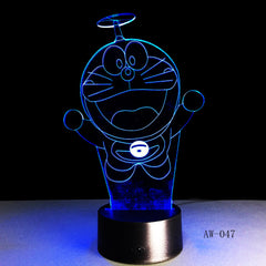 Doraemon 3D Stereo Vision Lamp Acrylic 7 Colors Changing USB Bedroom Bedside Nightlight Creative Desk lamp Kid's Gift AW-047