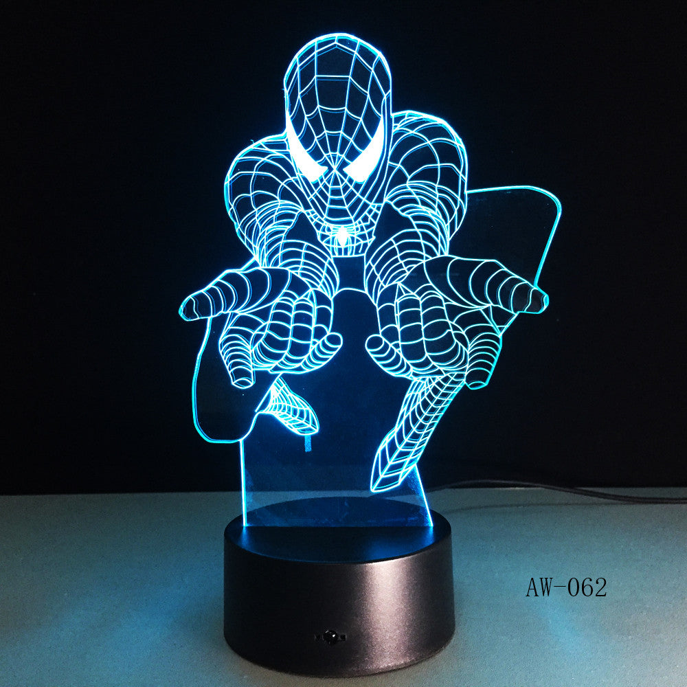 Superhero Man Figure Spiderman 3D Lamp 7 Color Led Gradient Night Light Kids Lampara Sleeping Creative Festival Gift AW-062
