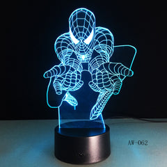 Superhero Man Figure Spiderman 3D Lamp 7 Color Led Gradient Night Light Kids Lampara Sleeping Creative Festival Gift AW-062