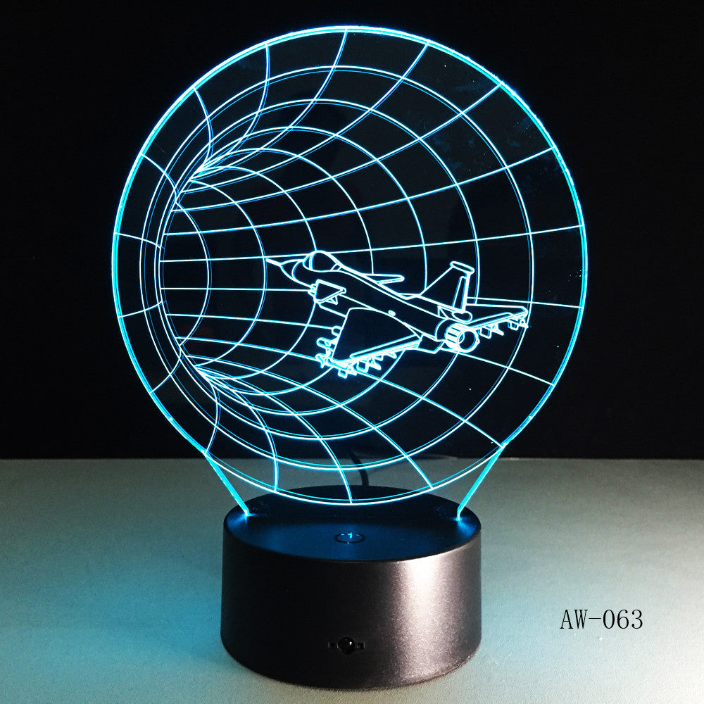 3D LED Night Lights Plane Time Tunnel 7 Colors Change Touch Switch Atmosphere Novelty Lamp for Home Decor Visual Gift AW-063