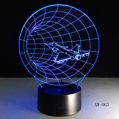 3D LED Night Lights Plane Time Tunnel 7 Colors Change Touch Switch Atmosphere Novelty Lamp for Home Decor Visual Gift AW-063