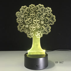 3D Visual 7 Color Nightlight USB Lucky Tree Lamparas Table Lamp Led For Kids Birthday Gift Bedside Baby Sleeping Decor AW-067