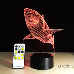 3D LED Night Lights Shark with 7 Colors Light for Home Decoration Lamp Amazing Visualization Optical Illusion Light 73