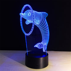 Animals Dolphin 3D Lamplight RGB LED USB Mood Night Light Multicolor Luminaria Change Table Lamp Holiday Chirstmas Gifts AW-074