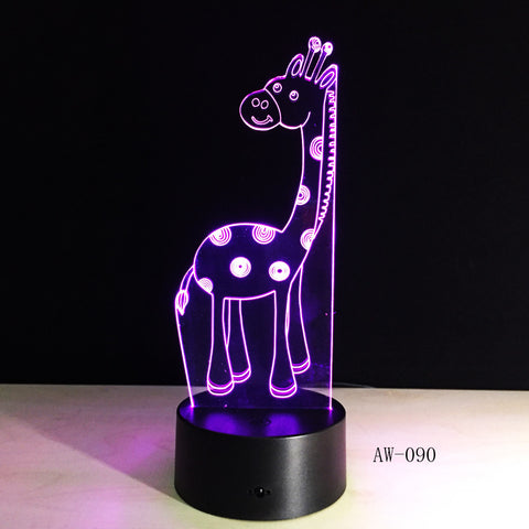 Retro Animal Decoration Reindeer 3D USB LED Lamp Elk Deer Colors Changing Romantic Gift Desk RGB Night Light Bulb AW-090