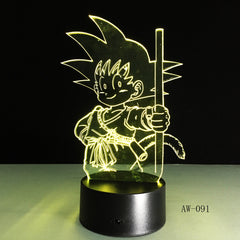 Dragon Ball Super Saiyan God Goku Action Figures 3D Illusion Table Lamp 7 Color Changing Night Light Child Kids Gifts AW-091