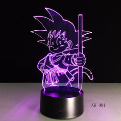 Dragon Ball Super Saiyan God Goku Action Figures 3D Illusion Table Lamp 7 Color Changing Night Light Child Kids Gifts AW-091