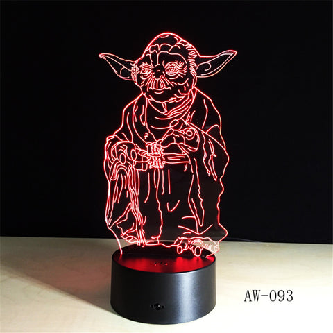 Star War Master YODA 3D LED LAMP Night Light Multicolor RGB Bulb Christmas Decorative Gift Cartoon Toys Luminaria Lava AW-093