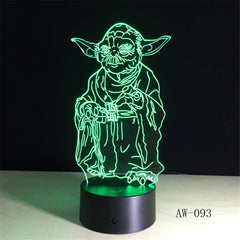 Star War Master YODA 3D LED LAMP Night Light Multicolor RGB Bulb Christmas Decorative Gift Cartoon Toys Luminaria Lava AW-093