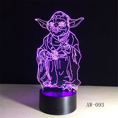Star War Master YODA 3D LED LAMP Night Light Multicolor RGB Bulb Christmas Decorative Gift Cartoon Toys Luminaria Lava AW-093