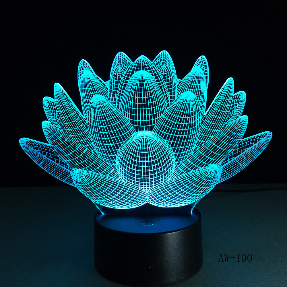 7 Color Changing Touch Lotus 3D Colorful Night Light Strange Stereoscopic Visual Illusion Lamp LED Lamp Decor Light Mood Lamp