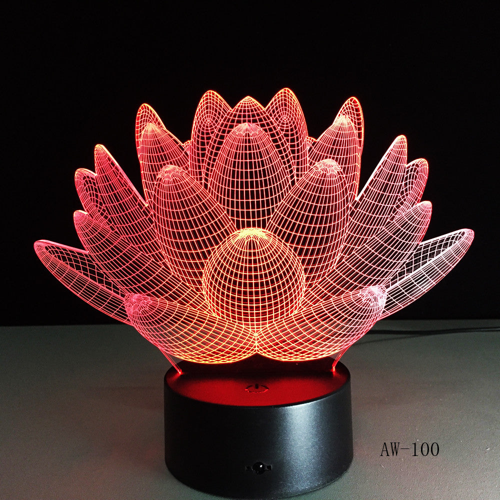 Jinnwell 3D Cactus Flower Night Light Lamp Illusion Led 7 Color Changing  Touch Switch Table Desk Decoration Lamps Gift with Acrylic Flat ABS Base  USB