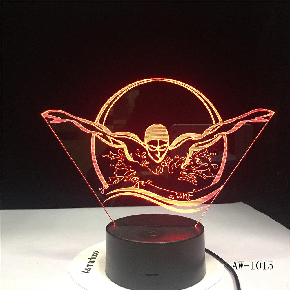 Swimming Acrylic LED 3D Night light USB 7 Color With Remote Lamp Creative Baby Sleeping Atmosphere Lamp Best Toy Gifts AW-1015