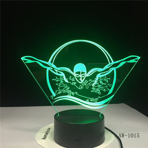 Swimming Acrylic LED 3D Night light USB 7 Color With Remote Lamp Creative Baby Sleeping Atmosphere Lamp Best Toy Gifts AW-1015