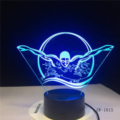 Swimming Acrylic LED 3D Night light USB 7 Color With Remote Lamp Creative Baby Sleeping Atmosphere Lamp Best Toy Gifts AW-1015