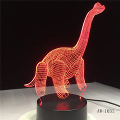 3D Illusion Led Lamp Brontosaurus Diplodocus Dicraeosaurus Isisaurus Thecodontosaurus Dinosaur 7 Color Lamp Boys Gifts AW-1031