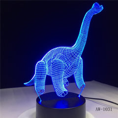 3D Illusion Led Lamp Brontosaurus Diplodocus Dicraeosaurus Isisaurus Thecodontosaurus Dinosaur 7 Color Lamp Boys Gifts AW-1031