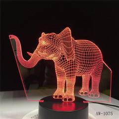 Long Nose Elephant 3D LED Night Lights LED Animal Lamp 7 Colorful Changing LED Touch Table Lamp Kids Birthday Gift AW-1075