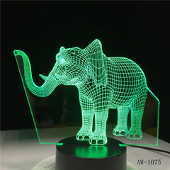 Long Nose Elephant 3D LED Night Lights LED Animal Lamp 7 Colorful Changing LED Touch Table Lamp Kids Birthday Gift AW-1075