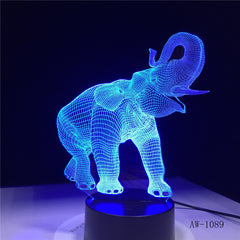 3D LED Night Light Dance Elephant with 7 Colors Light for Home Decoration Lamp Amazing Visualization Optical Illusion AW-1089