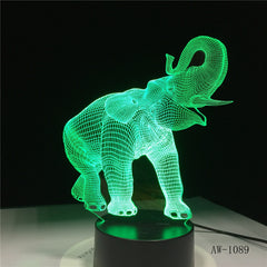 3D LED Night Light Dance Elephant with 7 Colors Light for Home Decoration Lamp Amazing Visualization Optical Illusion AW-1089