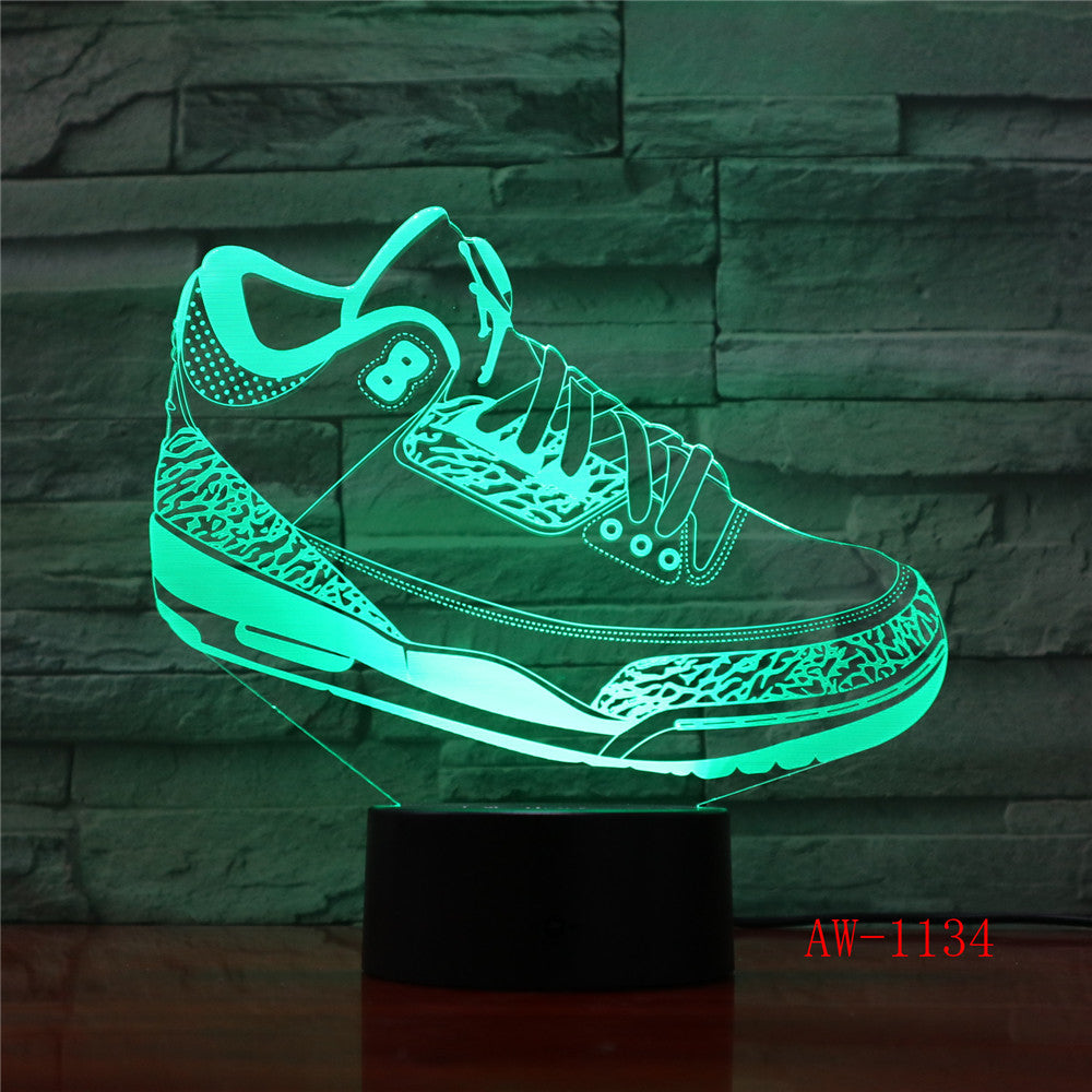 Mood Lighting Visual Casual Shoe Styling Table Lamp Kid Bedroom 3D LED Touch Switch Colorful Gradient NightLight AW-1134
