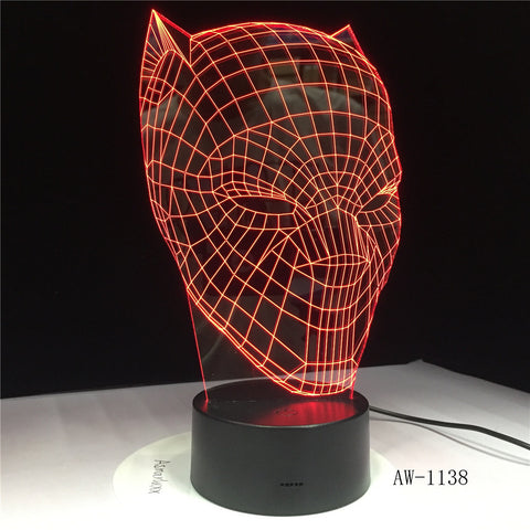 Night Light Cool Black Panther Marvel Hero 3D LED RGB 7 Color Change Desk Lamp USB for Child Kids Boy Gift Home Decor AW-1138