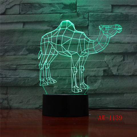 7 Color Desert Camel 3D Lamp Visual Led Night Light Luminaire With Remote Touch Decor Lampada as Baby Mood Lamp AW-1139
