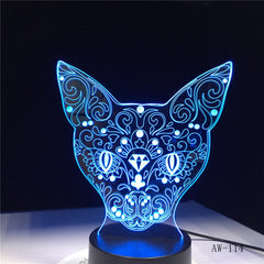 Cat 3D Night Light Animal Changeable Mood Lamp 7 Colors USB 3D Illusion Table Lamp For Home Decorative As Kids Toy Gift AW-114