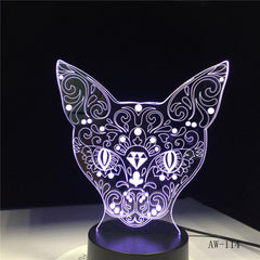 Cat 3D Night Light Animal Changeable Mood Lamp 7 Colors USB 3D Illusion Table Lamp For Home Decorative As Kids Toy Gift AW-114