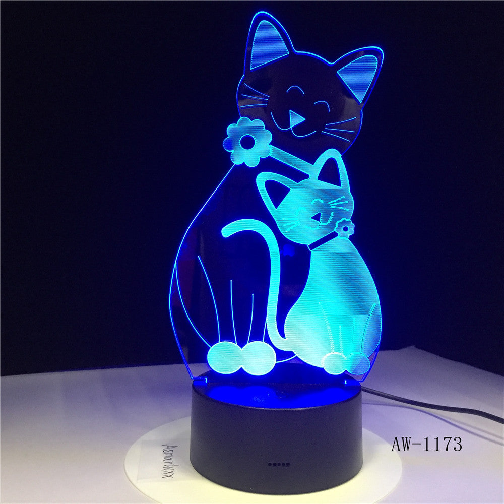 3D Cosy Lying Down Leisure Cat LED Night Light USB Touch 7 Colorful Light Children Bedroom Lamp Baby Kids Party Gifts AW-1173