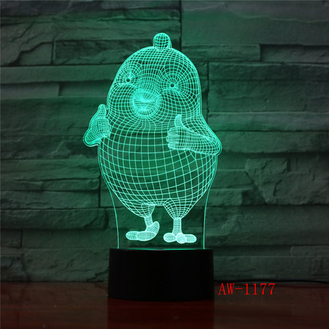 Thumb Up Cute Cartoon Chick 3D Night Lamp Room Table Desk Lamp Modelling LED USB Changing Night Light Decor Gift AW-1177