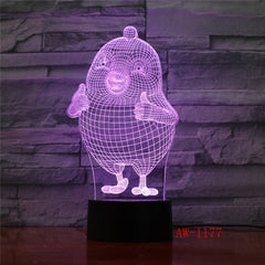 Thumb Up Cute Cartoon Chick 3D Night Lamp Room Table Desk Lamp Modelling LED USB Changing Night Light Decor Gift AW-1177