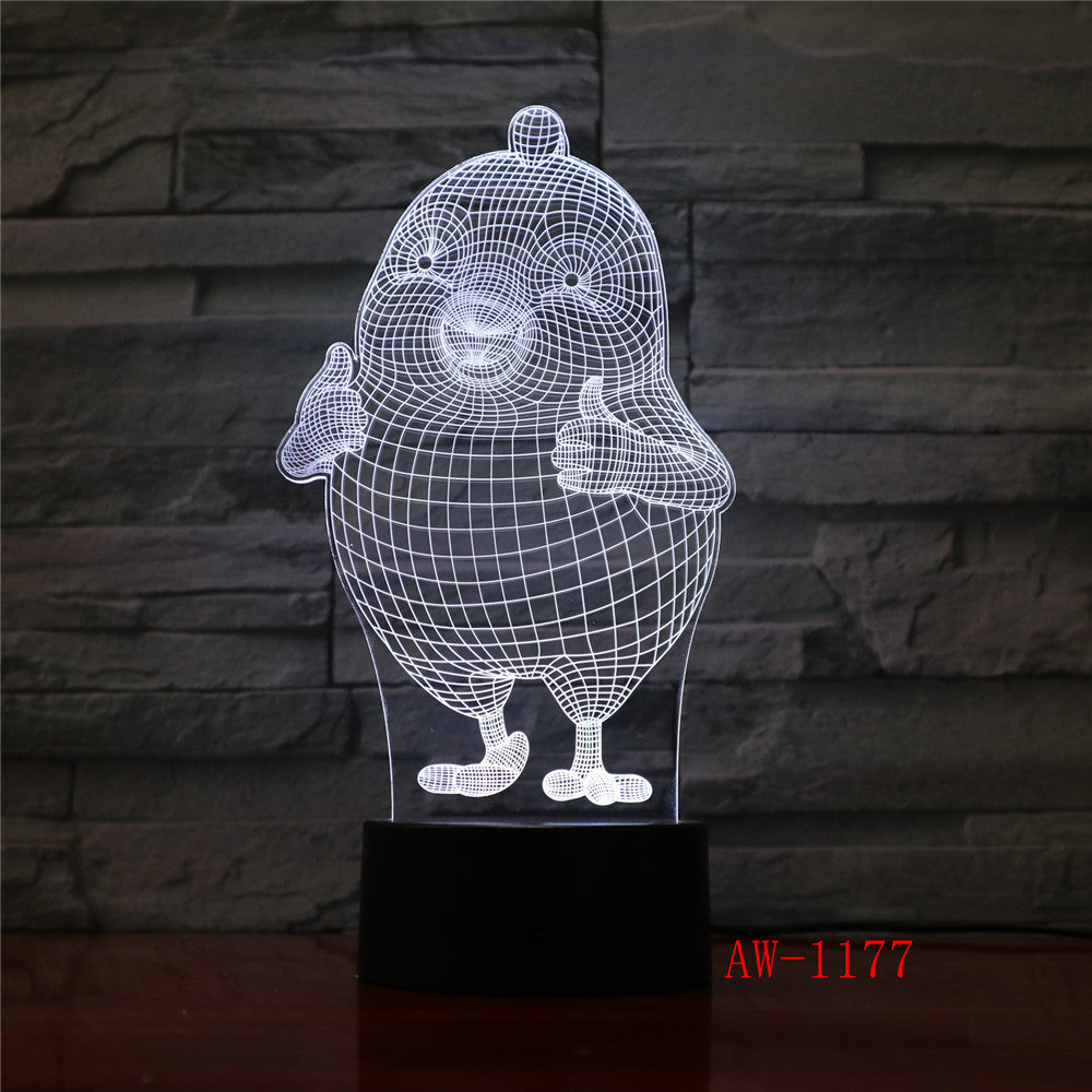 Thumb Up Cute Cartoon Chick 3D Night Lamp Room Table Desk Lamp Modelling LED USB Changing Night Light Decor Gift AW-1177