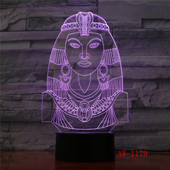 Egypt Sphinx Pharaoh Princess Bulb 3D RGB LED Night Light Multicolor Creative 7 Color Change USB Desk Lamp Kids Gift AW-1179