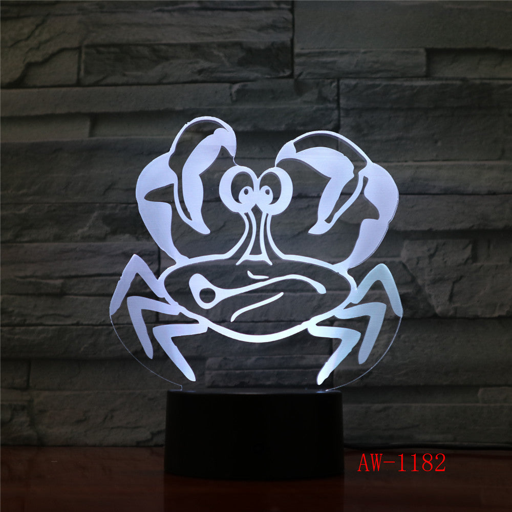 3D USB Children'S Bedside Sleep Led Decoration Creative Night Lights 7 Colors Visual Crab Table Lamp Lighting Toy Gifts AW-1182