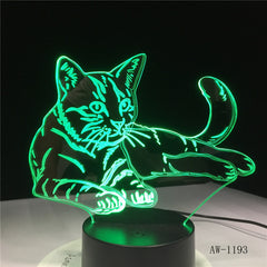 Lovely Sleeping Cat 3D Night Light Animal Lamp Remote Touch Switch LED 7 Colors LED USB 3D Illusion Lamp As Kids Toy Gift