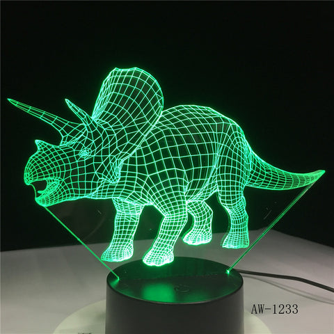 Dinosaur 3d Bulbing Light LED Night Lamp Color Changing Touch Switch Luminaria Atmosphere Indoor Lampara Office Light AW-1233