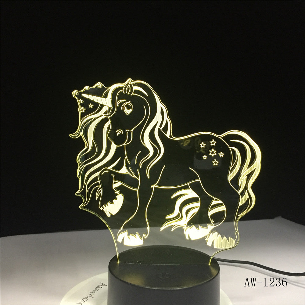NEW Animal Kawaii Unicorn 3D LED LAMP NIGHT LIGHT Multicolor RGB Bulb Christmas Decorative Gift Cartoon Toys Luminaria AW-1236