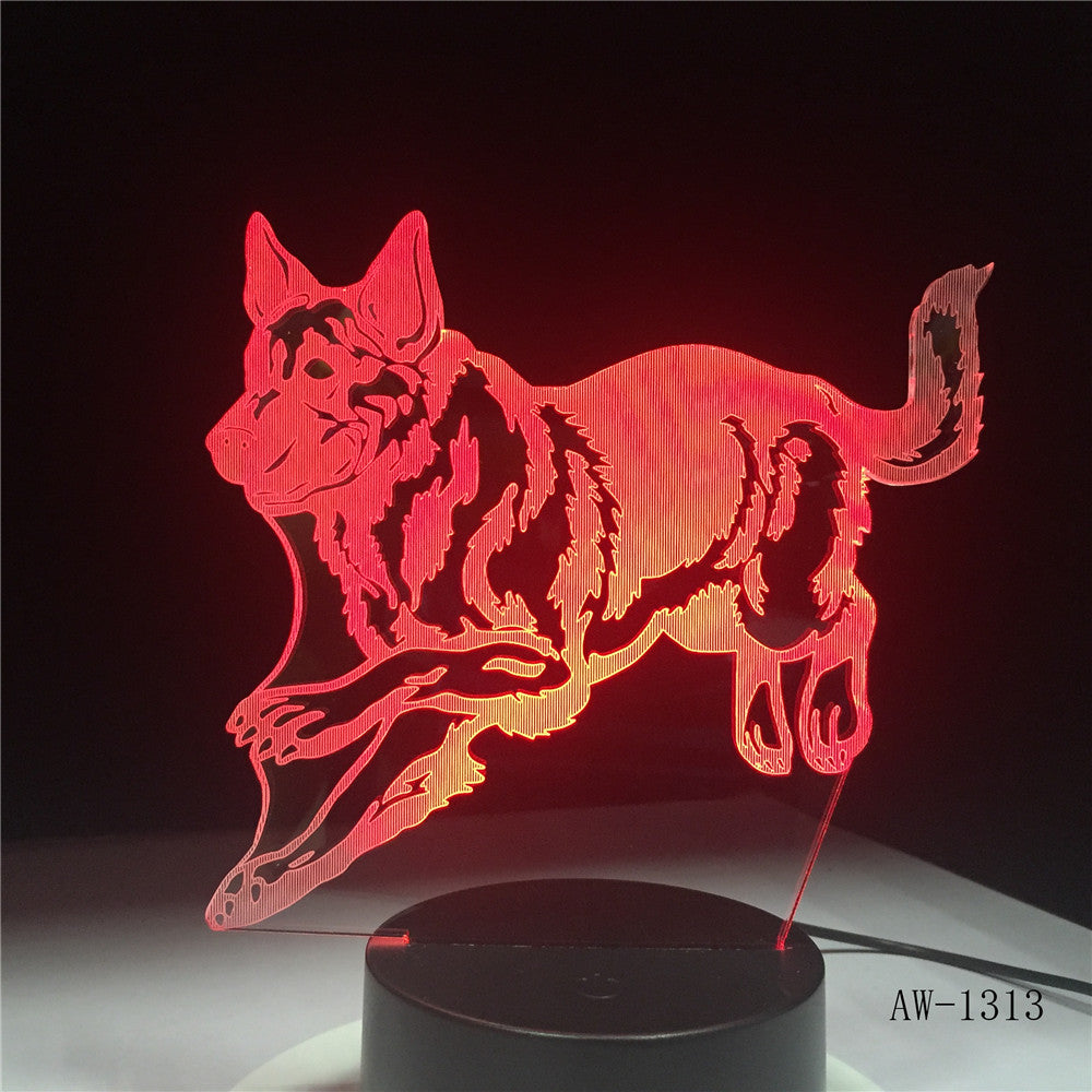German Shepherd Running Dog 3D Night Lamp Hologram 3D Decor Lamp Colorful Table Desk Lights Birthday Gift For Friends AW-1313