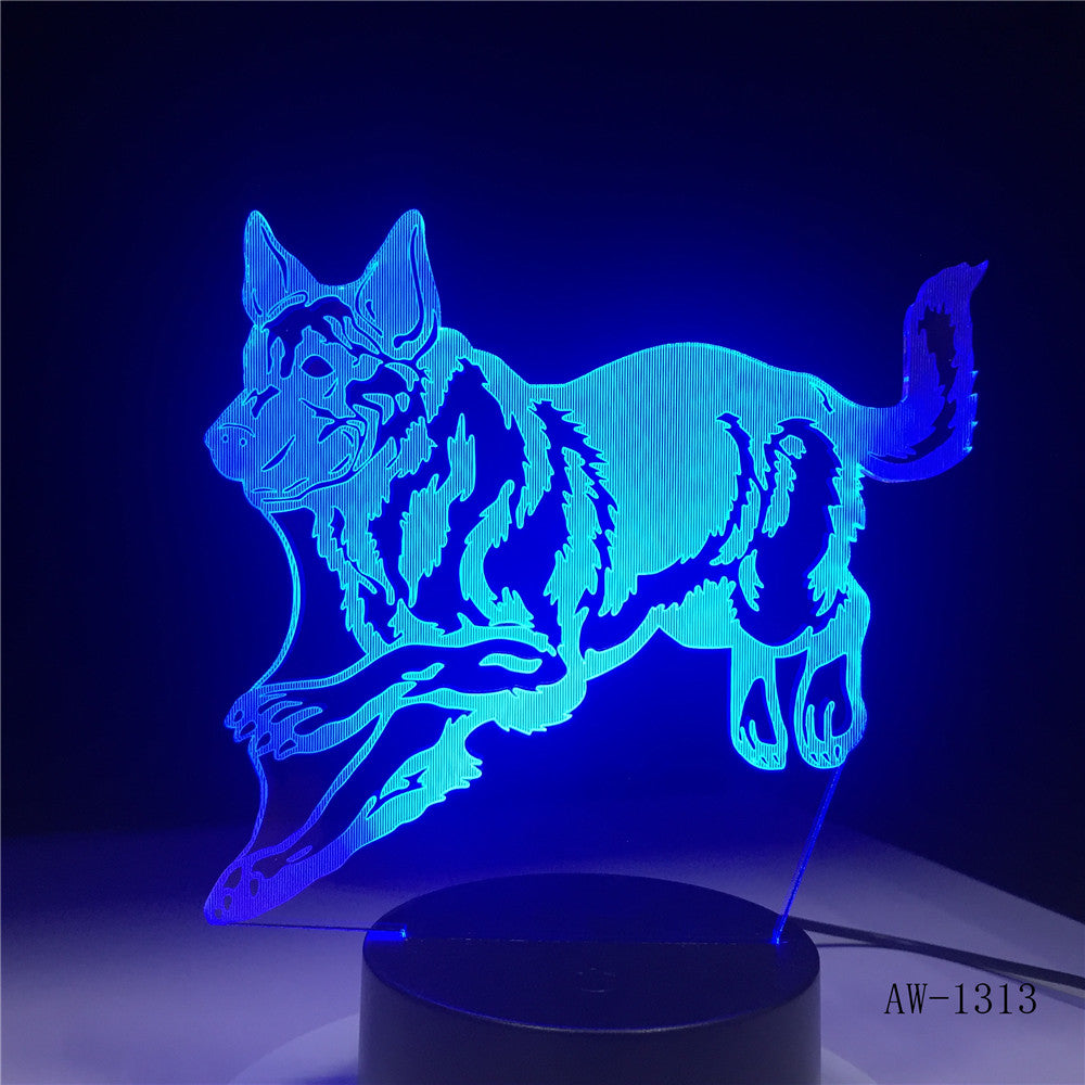 New 3D LED Night Light Wolf Animal 7 Colors Changing Creative Desk Lamp USB Touch Remote Table lamps Birthday Gift 1313